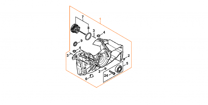 č.1 Polovica kľukovej skrine, strana ventilátoru 1142 020 2601 pre Stihl MS462, MS462 C