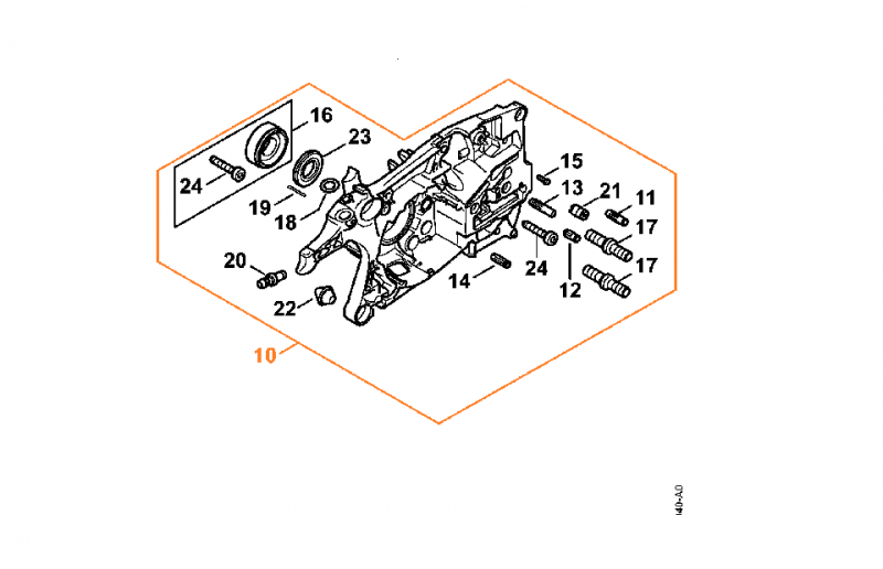 č.10 Polovica kľukovej skrini 1142 020 2902 pre Stihl MS462, MS462 C