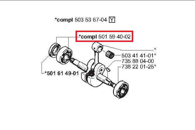 Ložisko kľukovky 501594002, 501594001 pre Husqvarna 42, 44, 234, 238, 242, 246, 444