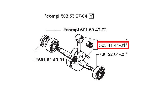 Ložisko ojničné 503414101 pre Husqvarna 42, 136, 141, 242, 246, 435, 435 E, 334T, 335XPT, 336, 338X