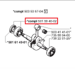 Ložisko kľukovky 501594002, 501594001 pre Husqvarna 42, 44, 234, 238, 242, 246, 444